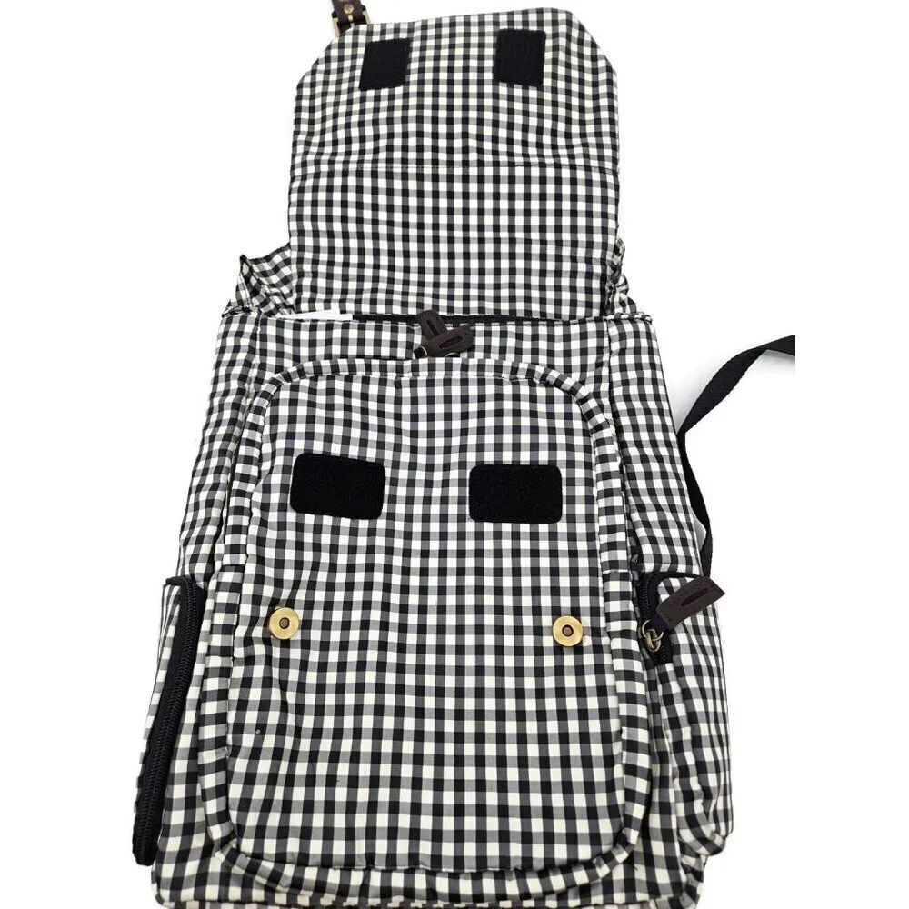 New Miim Cube Backpack Black Ivory Check Gingham for 13